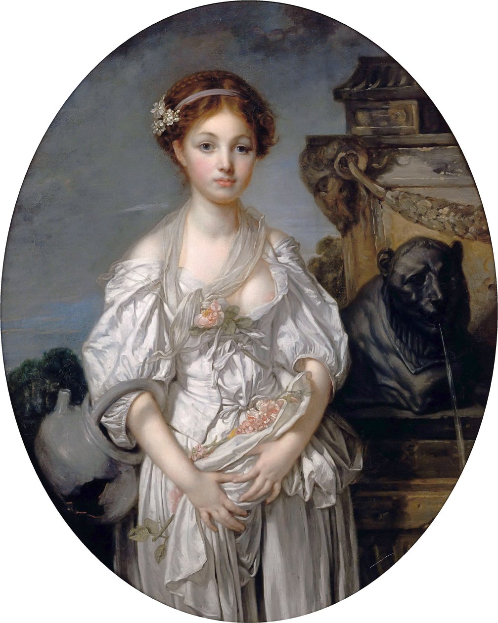 Fransk:  La cruche cassée Den ødelagte kande af Jean Baptiste Greuze