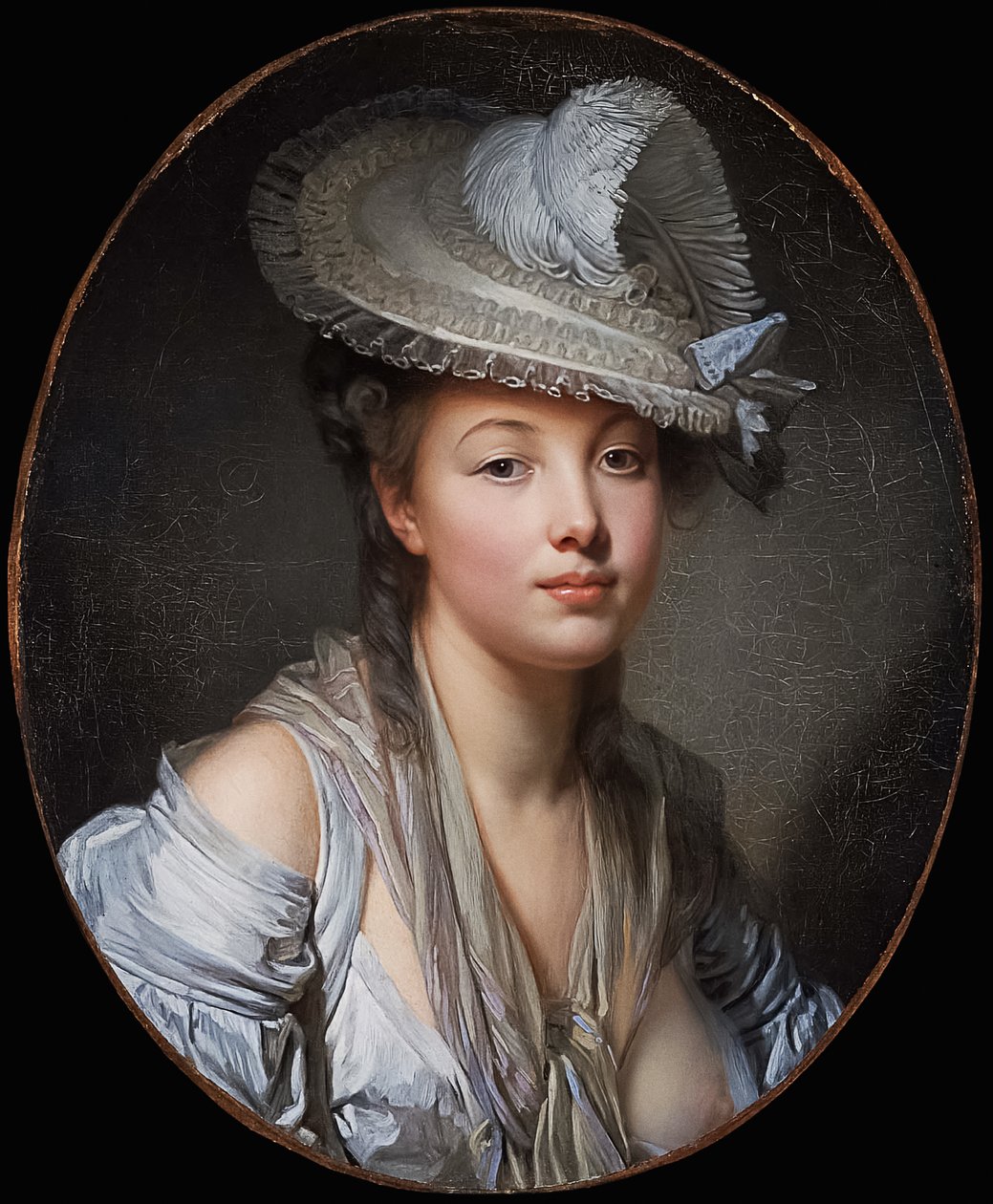 Fransk: Le Chapeau blanc Den hvide hat af Jean Baptiste Greuze