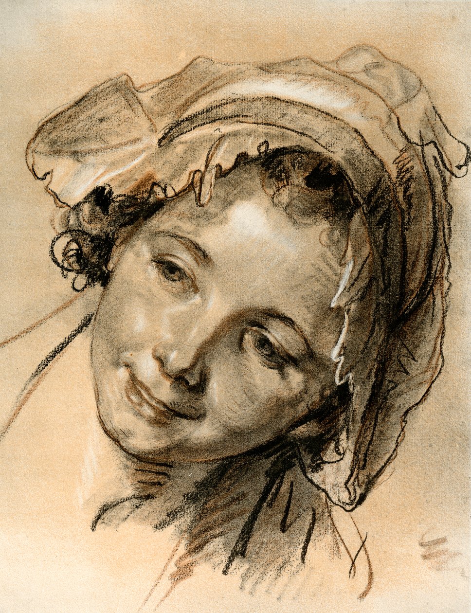 Hovedstudie af en pige af Jean Baptiste Greuze