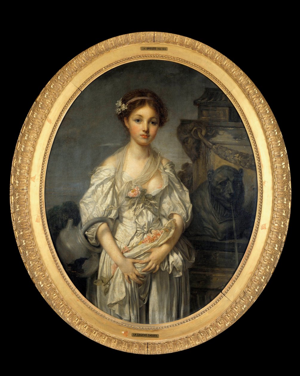 La juche cassee Maleri af Jean Baptiste Greuze (1725-1805) 1700-tallet søn. 1,08x0,86 m. af Jean Baptiste Greuze