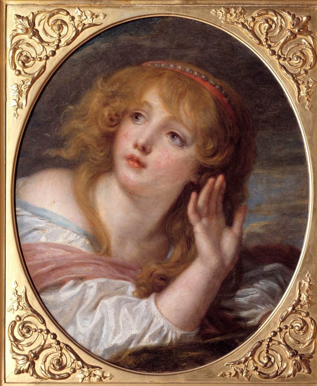 La surprise Maleri af Jean Baptiste Greuze (1725-1805) 1700-tallet søn. 0,47x0,38 m Chantilly, Musee Conde af Jean Baptiste Greuze