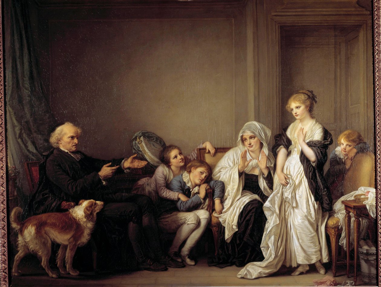 Kuren og den unge enke Maleri af Jean Baptiste Greuze (1725-1805) 1700-tallet af Jean Baptiste Greuze