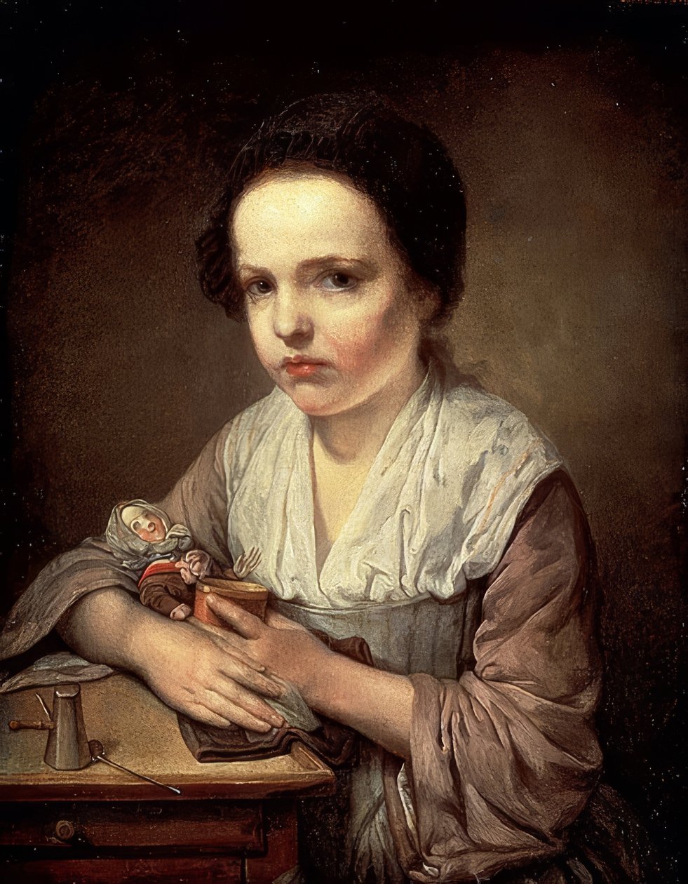 Pige med dukke. 1750