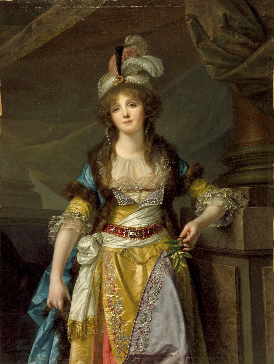 Portræt af en dame i tyrkisk udklædning, ca.1790 af Jean Baptiste Greuze