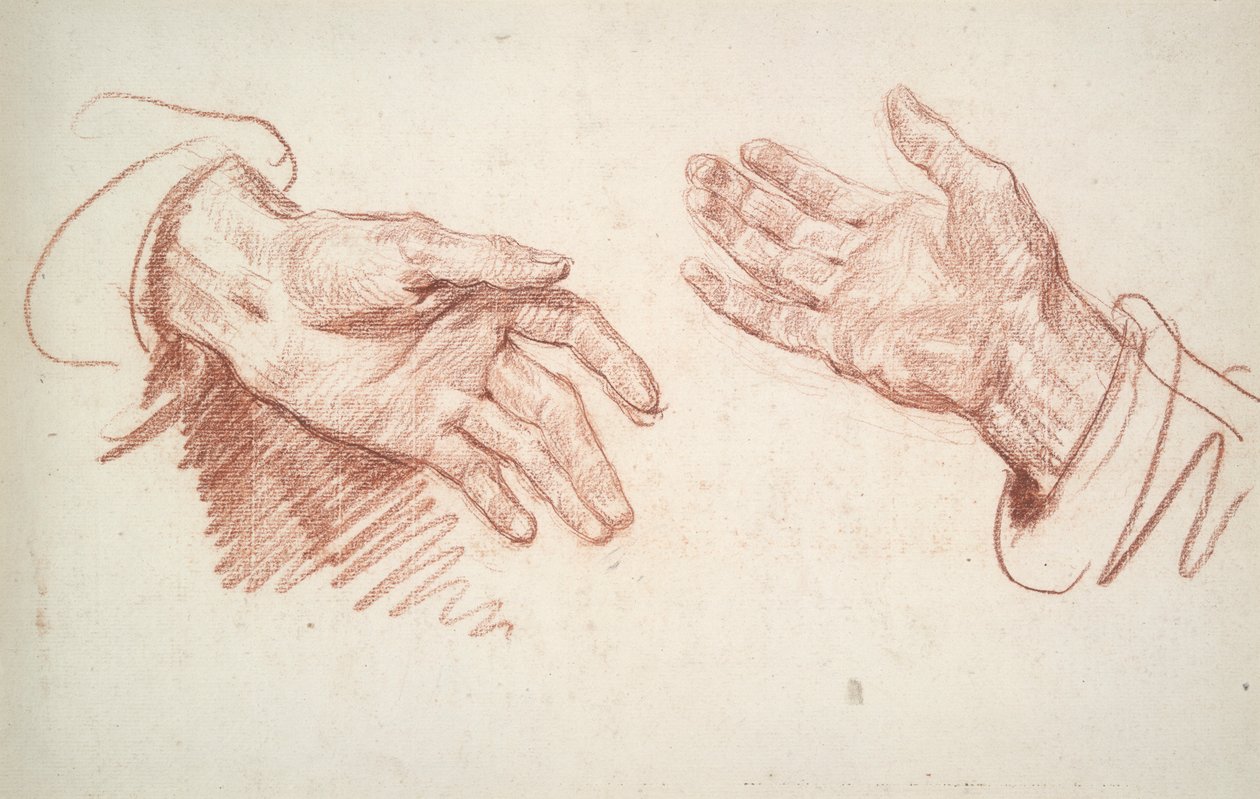 Studie af 2 hænder af Jean Baptiste Greuze