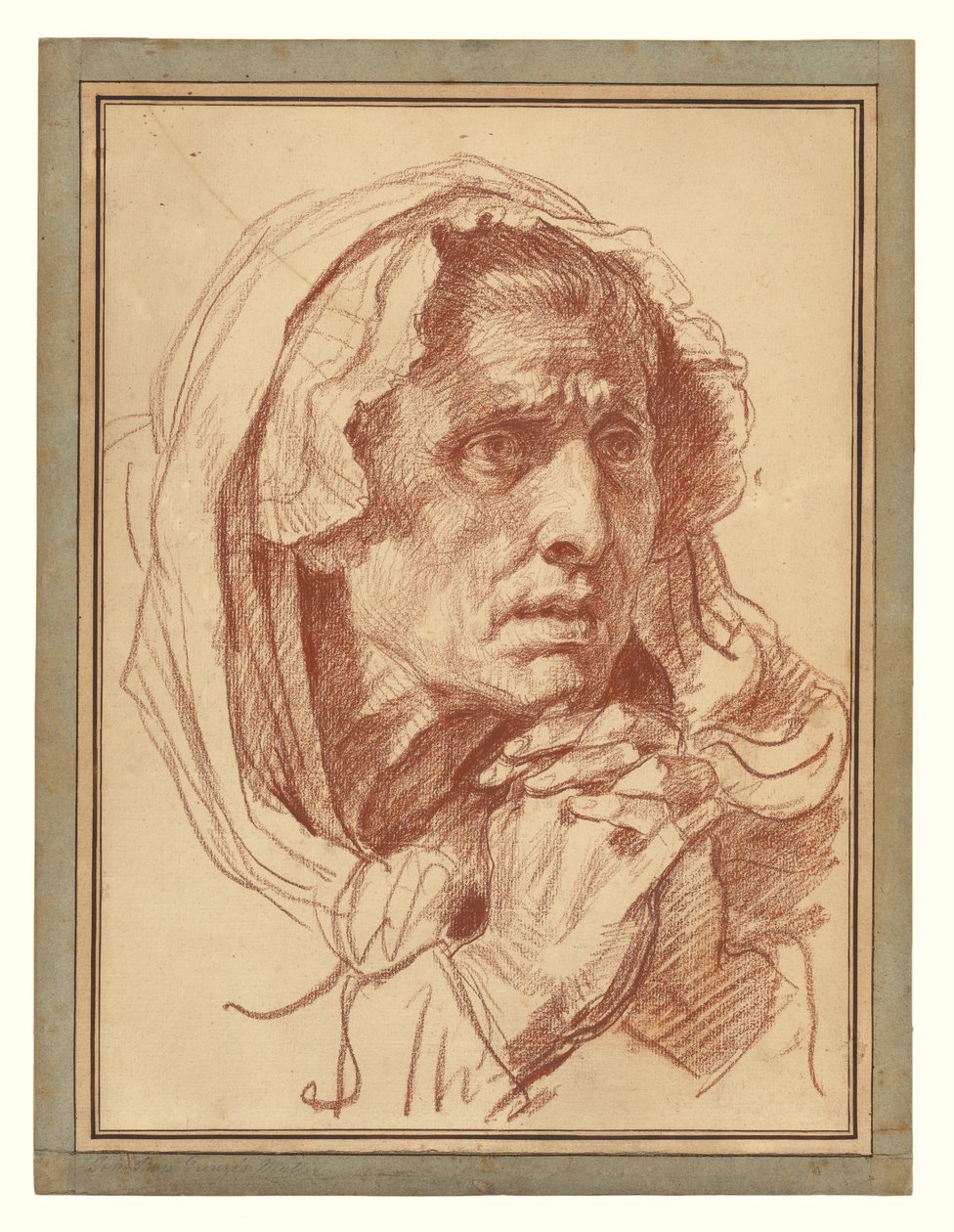Studie af hovedet af en gammel kvinde af Jean Baptiste Greuze