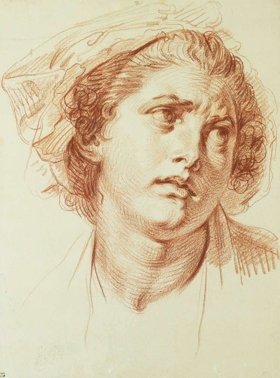 Hovedet af en kvinde ser op til højre, af Jean Baptiste Greuze