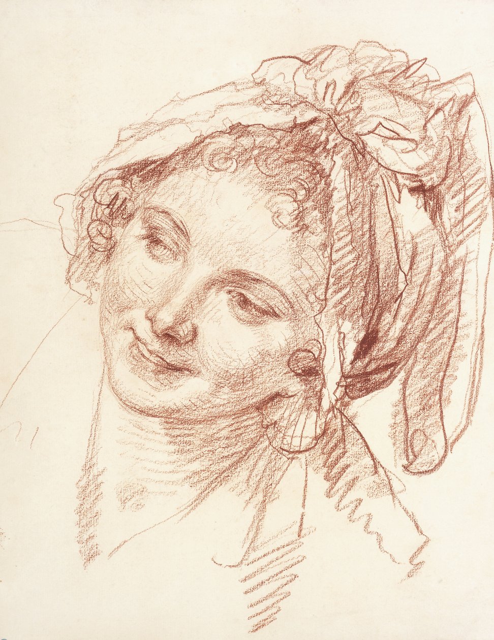 Hovedet af en ung pige, der hælder til venstre, af Jean Baptiste Greuze