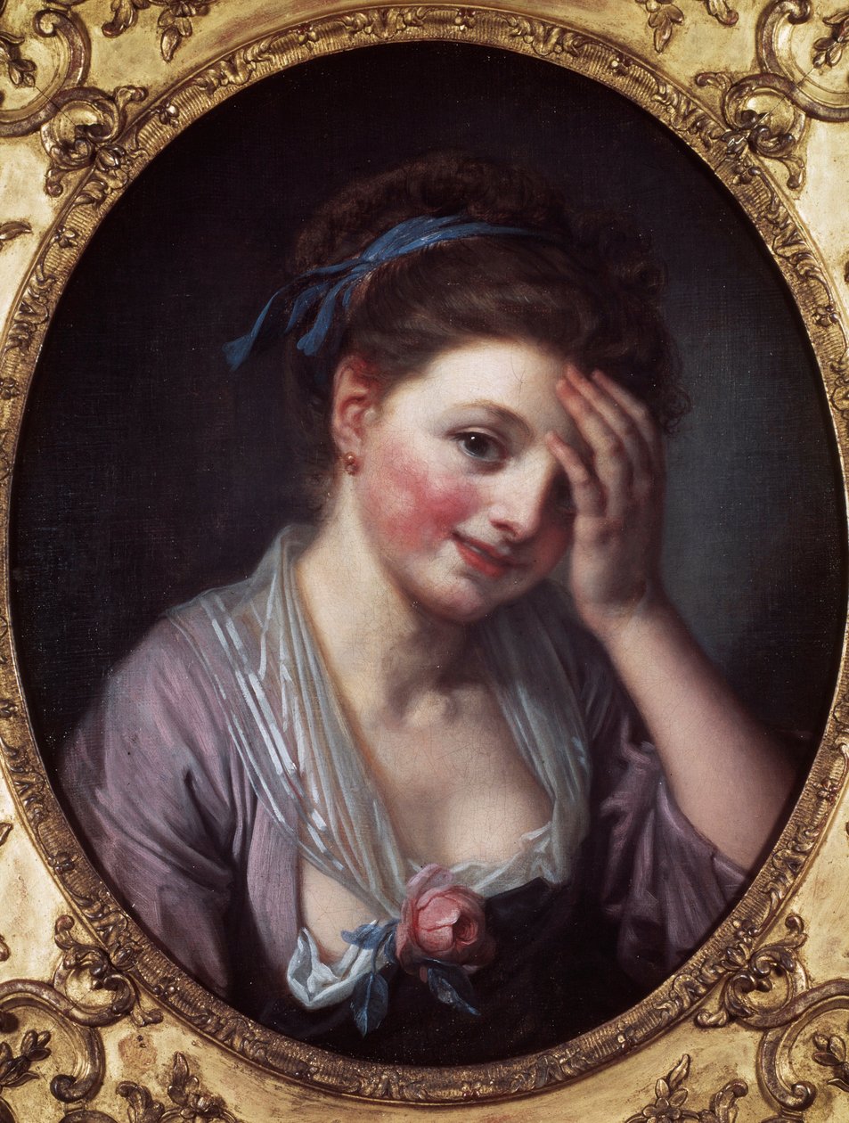 Pigen har rosen Maleri af Jean Baptiste Greuze (1725-1805) 1700-tallet. Paris, Musee Cognacq Jay. af Jean Baptiste Greuze
