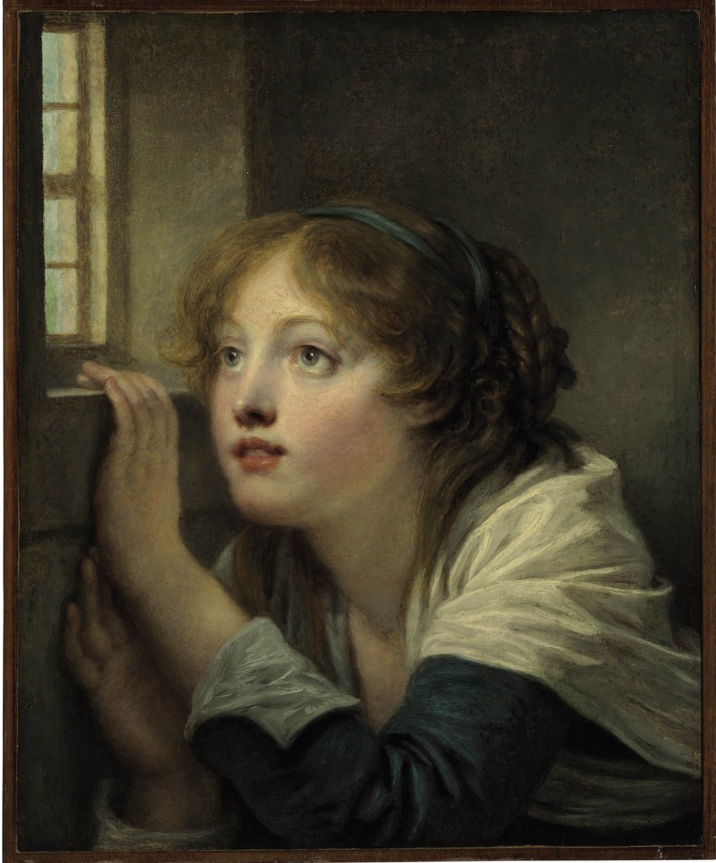 Ung pige ved et vindue af Jean Baptiste Greuze