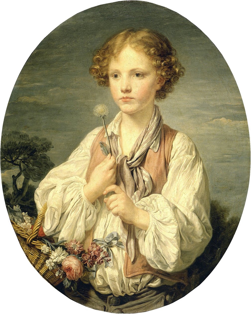 Ung hyrde holder en blomst af Jean Baptiste Greuze