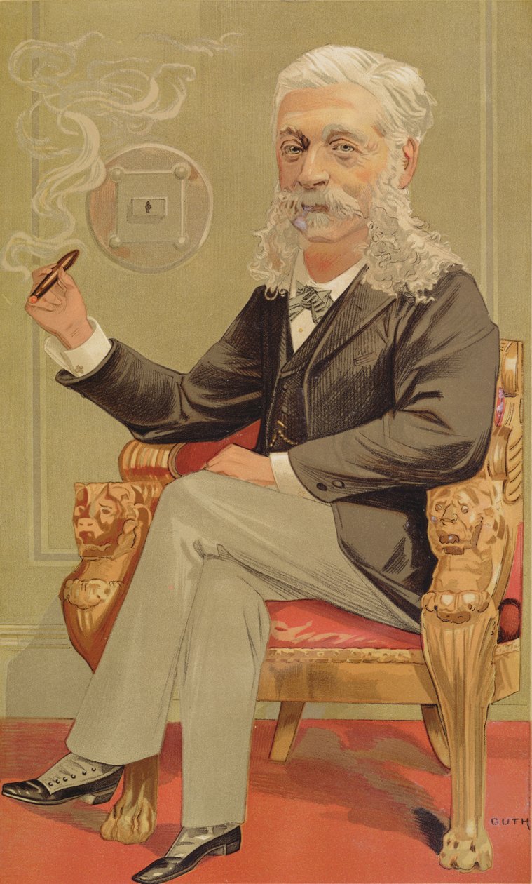 Baron Alphonse de Rothschild, illustration fra Vanity Fair, 1894 farve litho af Jean Baptiste Guth