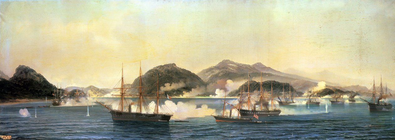 Det andet slag ved Shimonoseki, 5. september 1864, 1868 af Jean Baptiste Henri Durand Brager