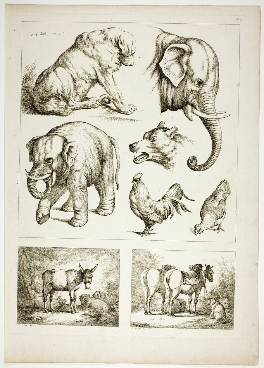 Plade 32 af 38 fra Oeuvres de J. B. Huet af Jean Baptiste Huet