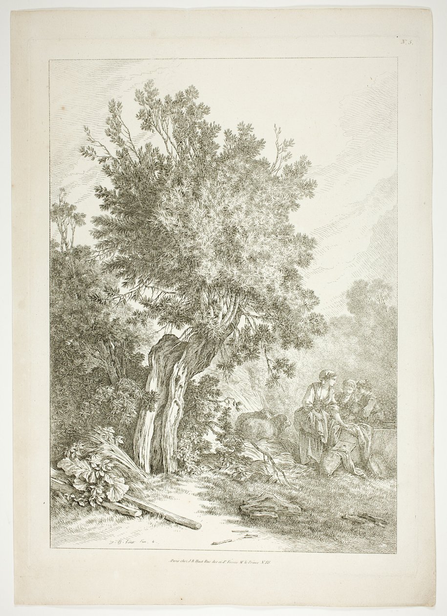 Plade fem af 38 fra Oeuvres de J. B. Huet af Jean Baptiste Huet