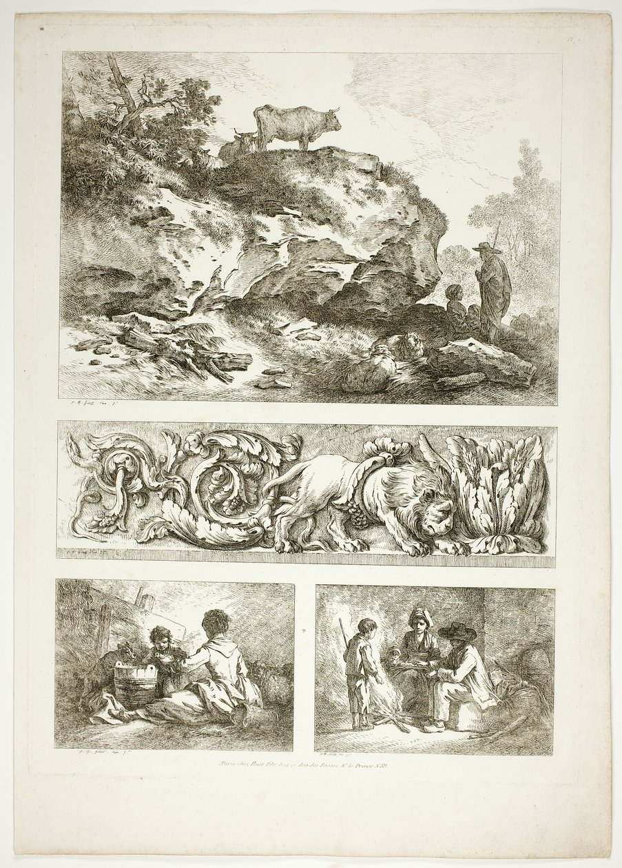 Tavle ni af 38 fra Oeuvres de J. B. Huet af Jean Baptiste Huet