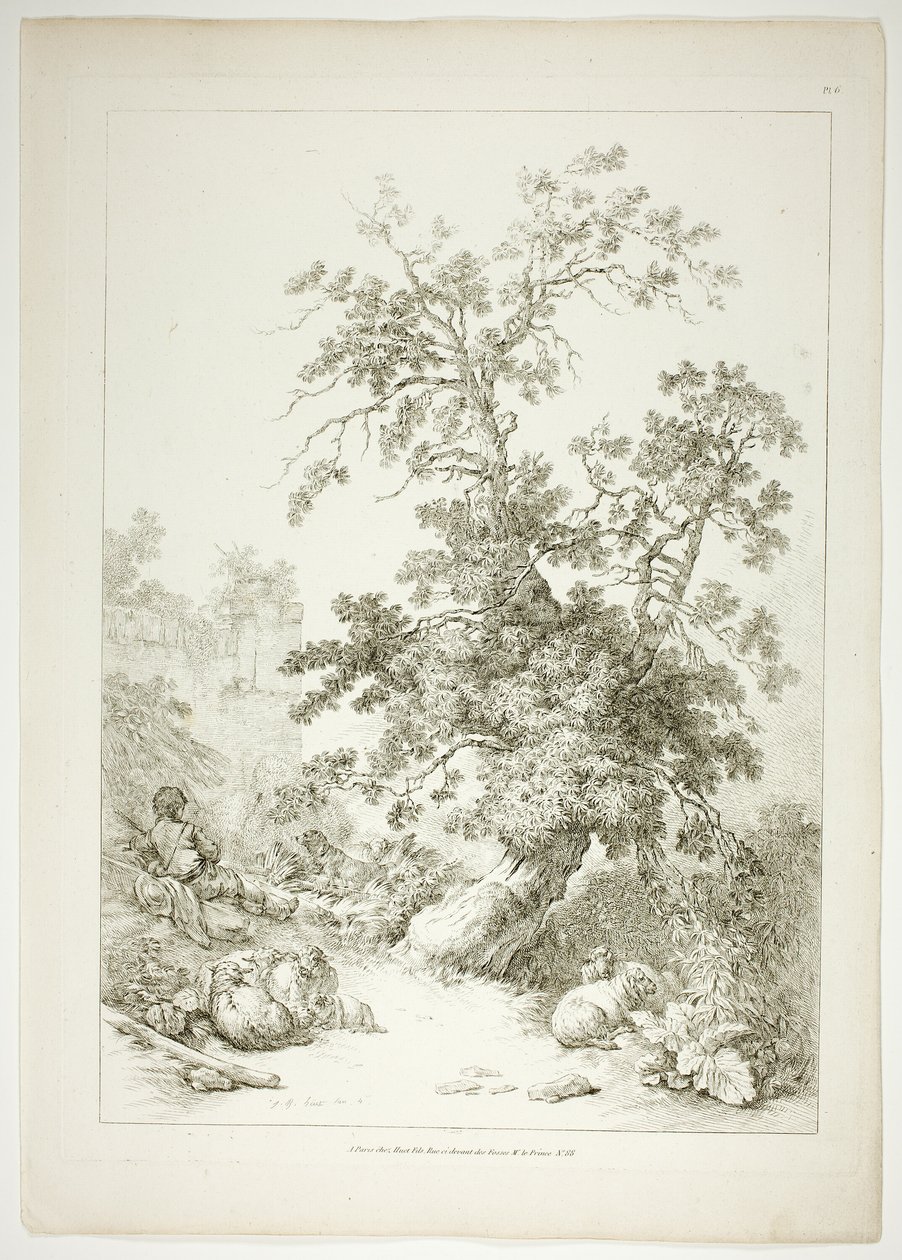 Tavle seks af 38 fra Oeuvres de J. B. Huet af Jean Baptiste Huet