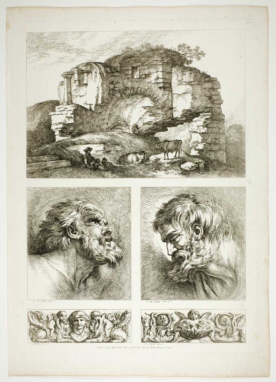 Tavle ti af 38 fra Oeuvres de J. B. Huet af Jean Baptiste Huet