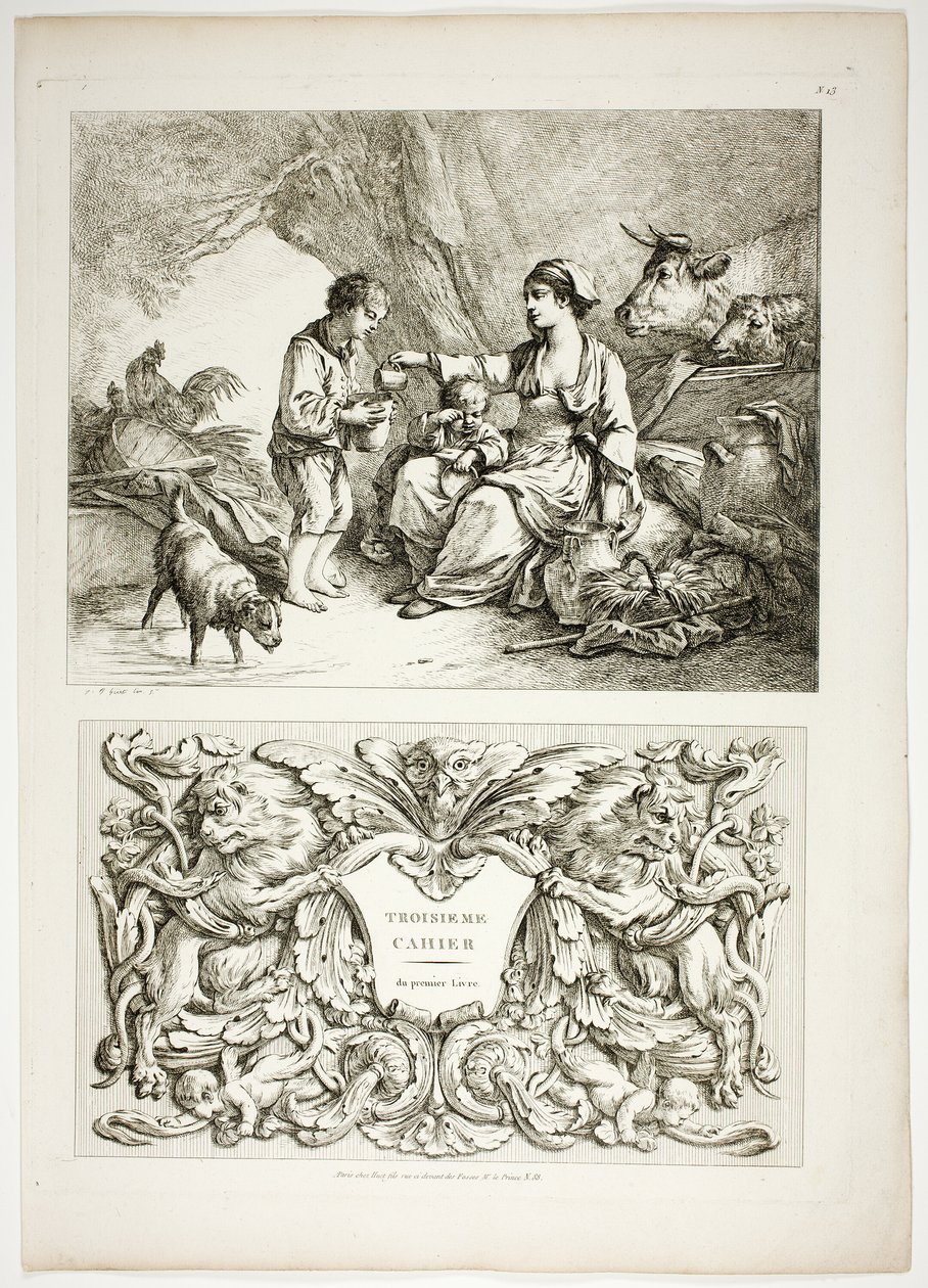 Plade tretten af ​​38 fra oeuvres J. B. af Jean Baptiste Huet