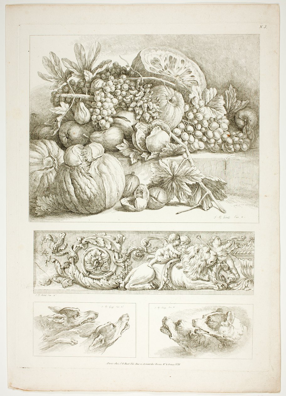 Tavle tre af 38 fra Oeuvres de J. B. Huet af Jean Baptiste Huet