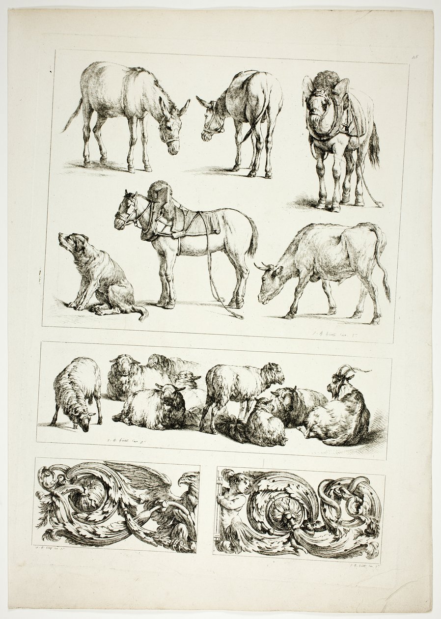Tavle femten af ​​38 fra Oeuvres de J. B. Huet af Jean Baptiste Huet