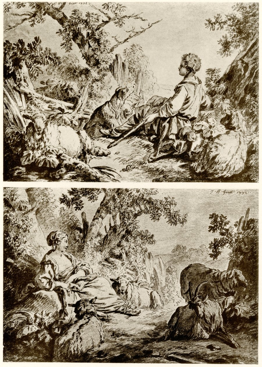 Hyrde og hyrde af Jean Baptiste Huet