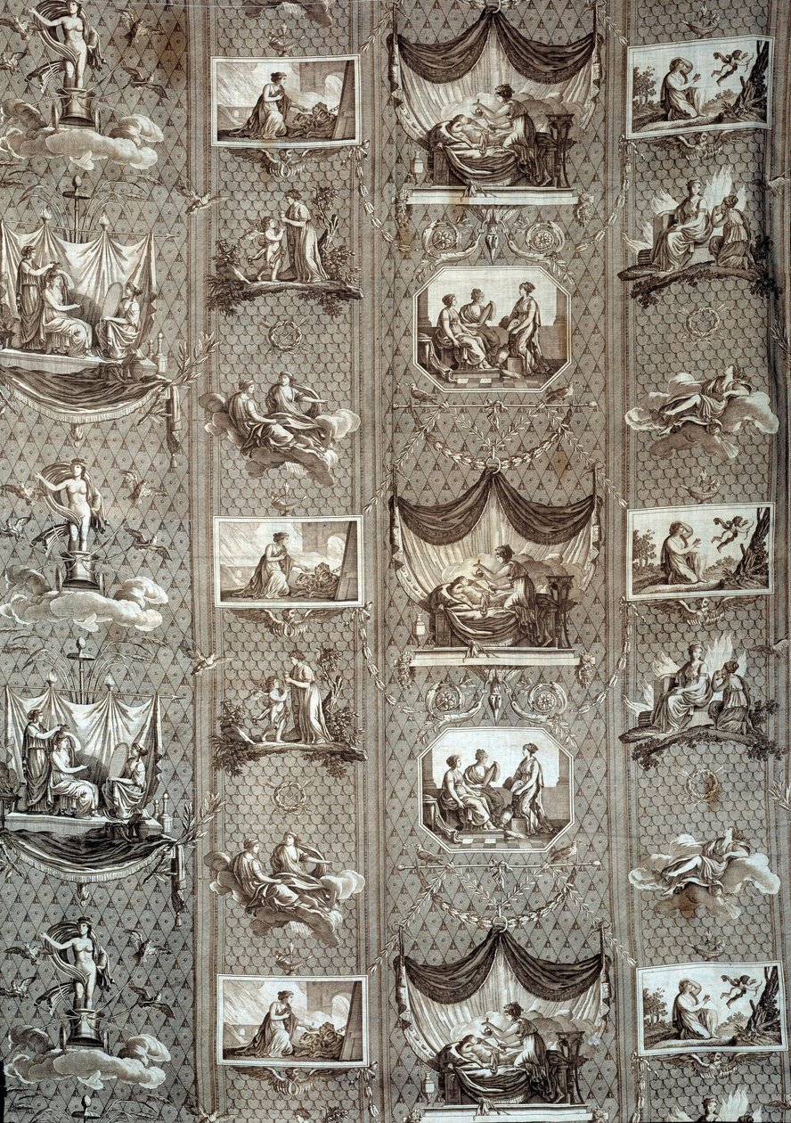 Tapet, der repræsenterer psyke og amor. Fra en tegning af Jean-Baptiste Huet (1745-1811) af Jean Baptiste Huet
