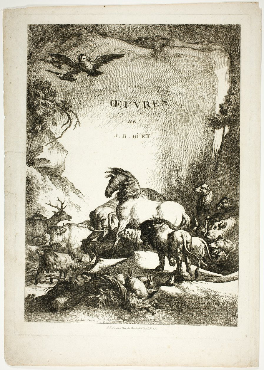 Titelblad fra Oeuvres de J. B. Huet af Jean Baptiste Huet
