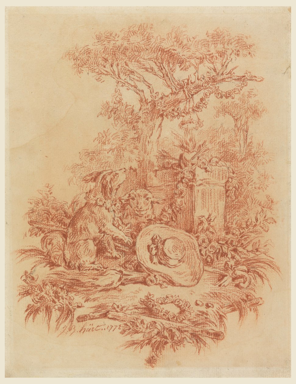Tegning, Pastorale, 1772 af Jean Baptiste Huet