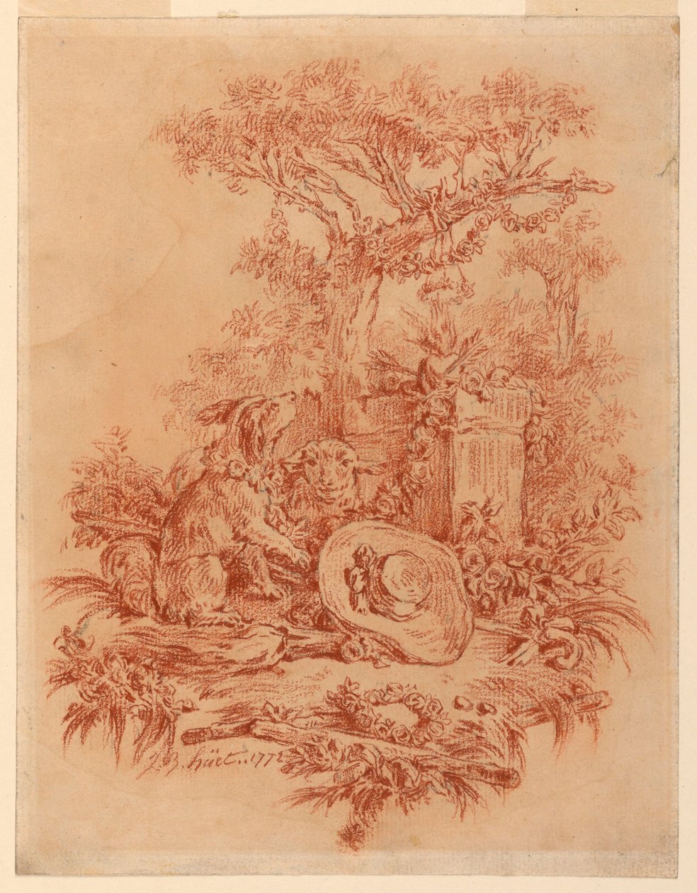 Tegning, Pastorale, 1772 af Jean Baptiste Huet