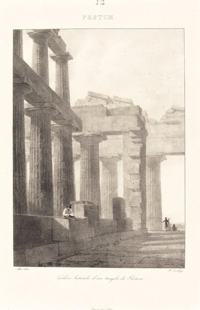 Sidegalleri af et tempel i Paestum af Jean Baptiste Isabey