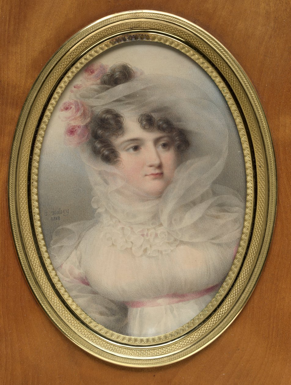 Portræt af Hortense de Perregaux, hertuginde af Ragusa, 1818. af Jean Baptiste Isabey
