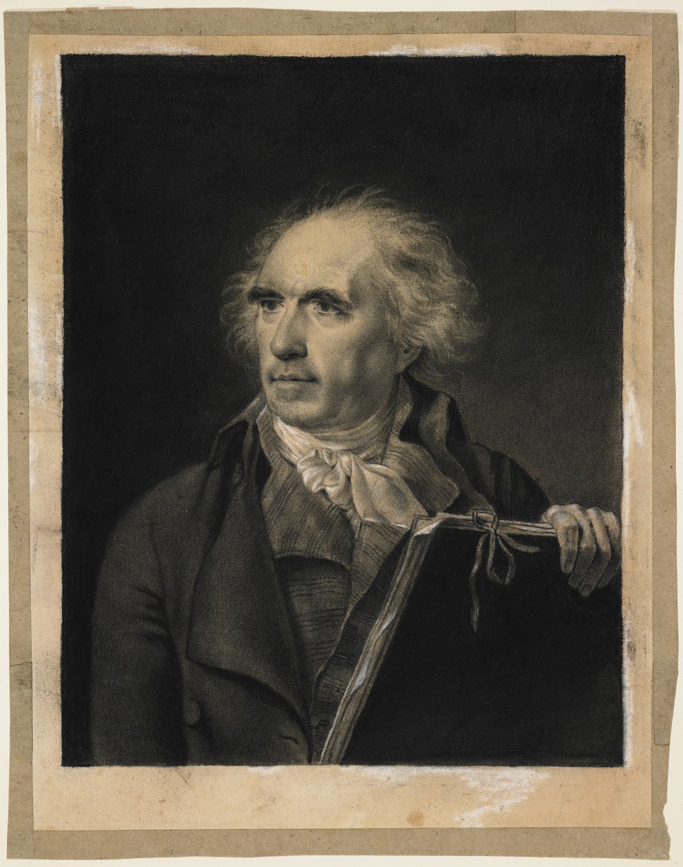 Portræt af Hubert Robert, ca.1798-99 (sort/hvid kridt) af Jean Baptiste Isabey