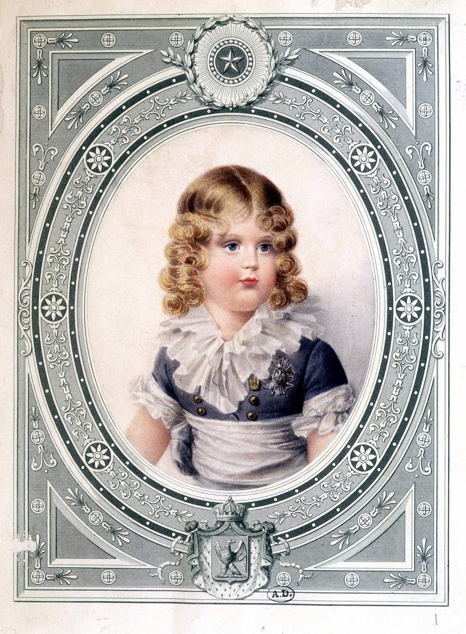 Portræt af kongen af Rom (Napoleon II), søn af kejser Napoleon I (1769-1821) - af Isabey, begyndelsen af det 19. århundrede. af Jean Baptiste Isabey