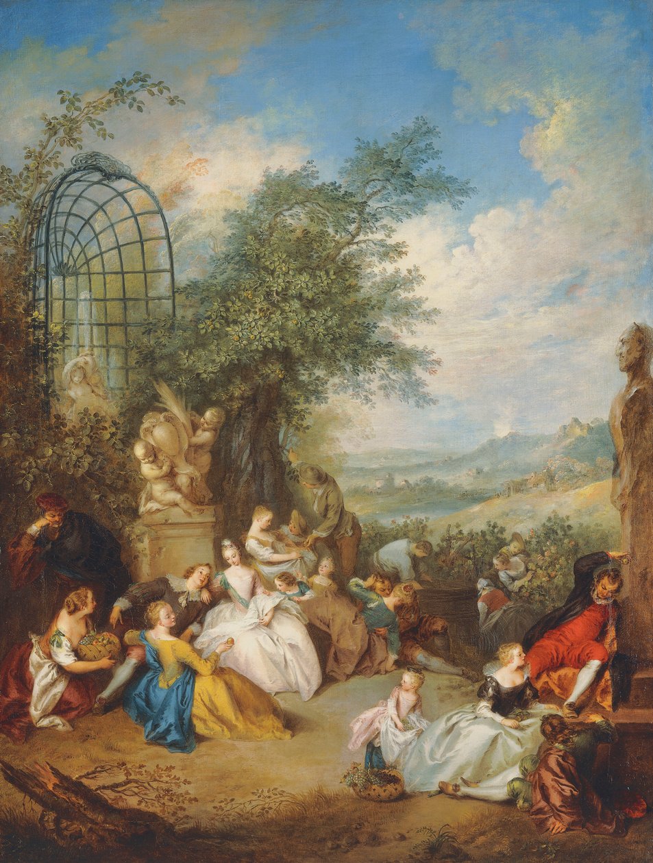 En festlig champetre under druehøsten, af Jean Baptiste Joseph Pater