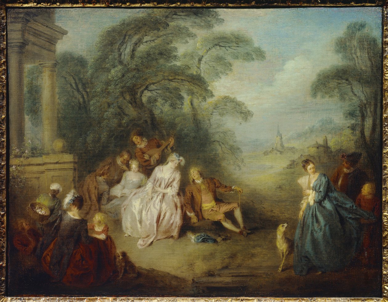 Samlet i en park Maleri af Jean Baptiste Pater (1695-1736) 1700-tallet af Jean Baptiste Joseph Pater