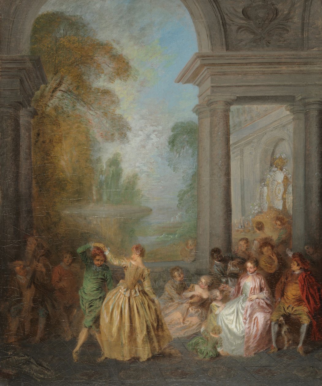 Dansere i en pavillon, 1720