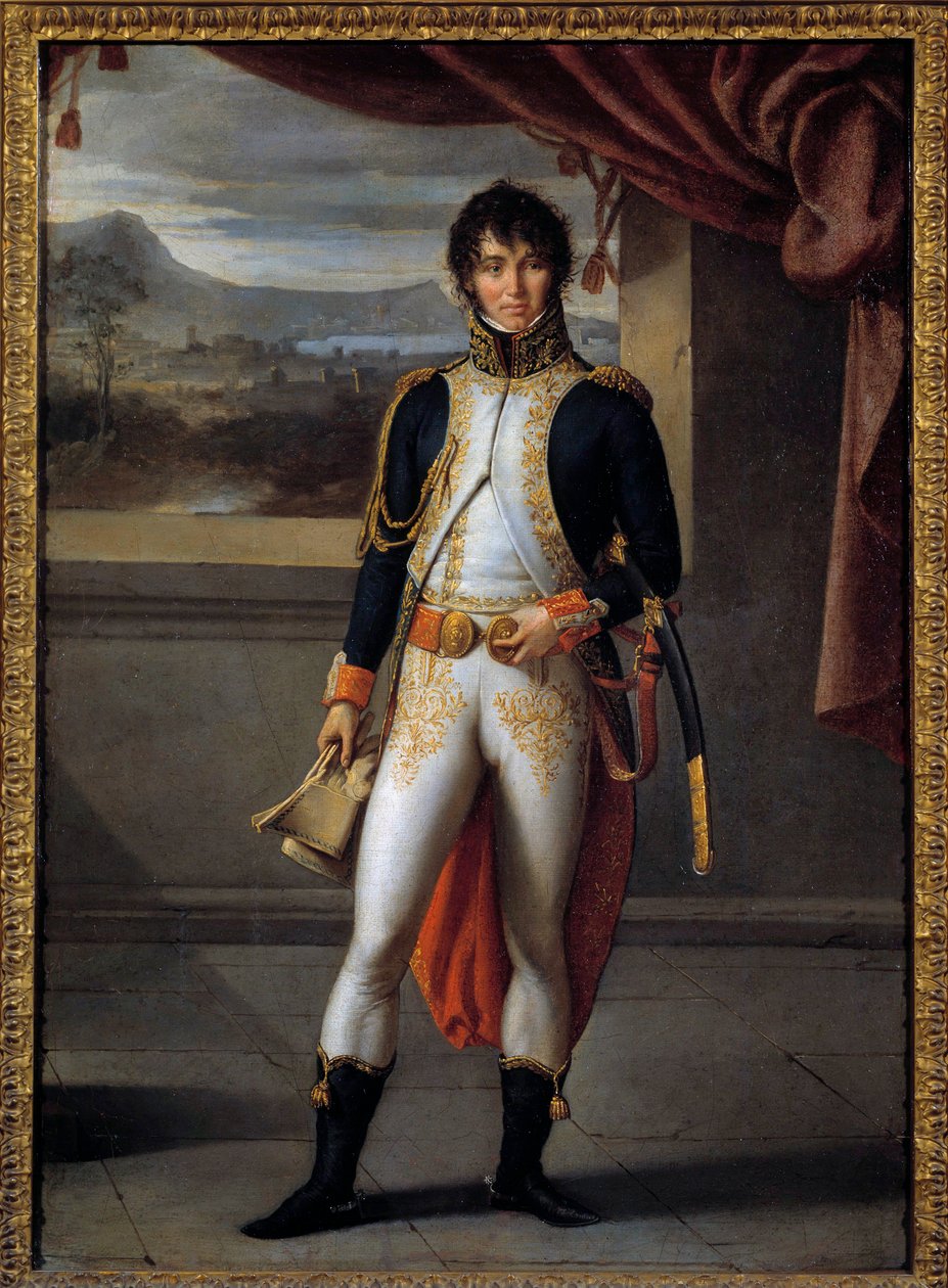 Portræt i fuld længde af Joachim Murat (1767-1815) marskal af Frankrig Maleri af Jean Baptiste Joseph Wicar (1762-1834) 1808 Søn. 0,56x0,73 m Lille, Fine Arts Museum - Fuld længde portræt af Joachim Murat (1767-1815), marskal af Frankrig. Maleri af Jean B af Jean Baptiste Joseph Wicar