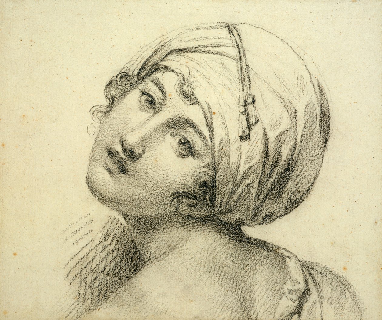 Portræt af Emma (ca. 1765-1815) Lady Hamilton (sort kridt på papir) af Jean Baptiste Joseph Wicar