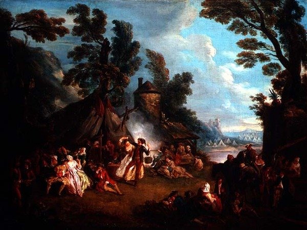 Partiet i hærlejren af Jean Baptiste Joseph attr. to Pater