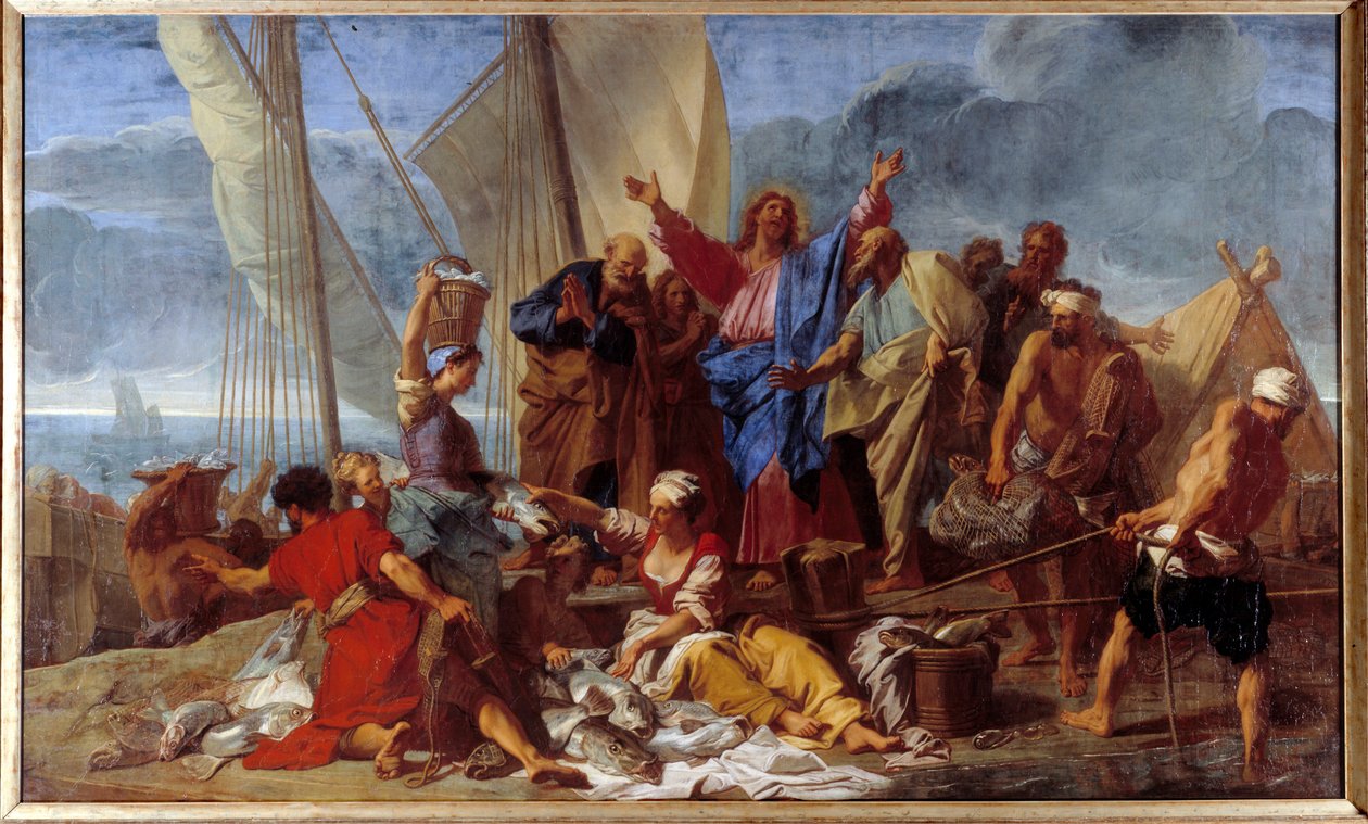 Den mirakuløse synd, som Jesus genopstod, fortæller apostlen det bedste sted at synde. Maleri af Jean Jouvenet (1644-1717) 1706 søn. 3,92x6,64 m af Jean Baptiste Jouvenet