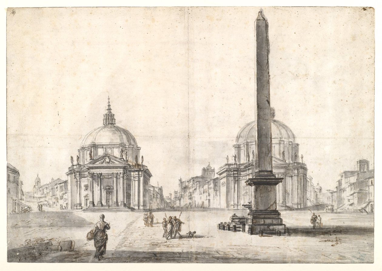 Piazza del Popolo, Rom af Jean Baptiste Lallemand