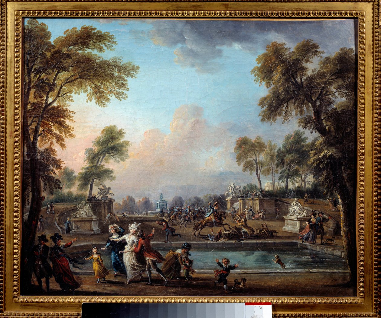 Anklagen for prinsen af Lambesc i Jardin des Tuileries den 12. juli af Jean Baptiste Lallemand