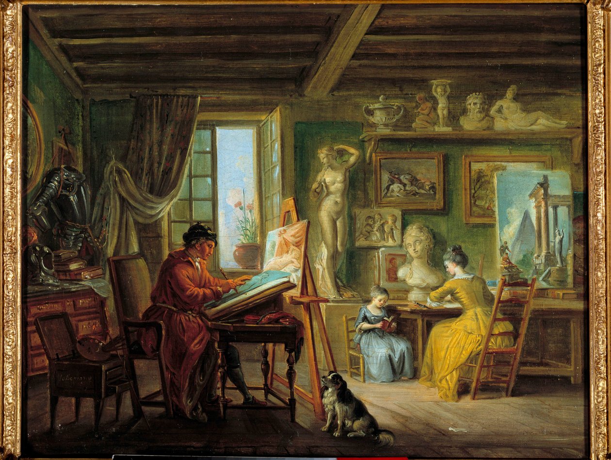 Malerens værksted Maleri af Jean Baptiste Lallemand (1710-1803) 1700-tallets Dijon, Museum of Fine Arts af Jean Baptiste Lallemand