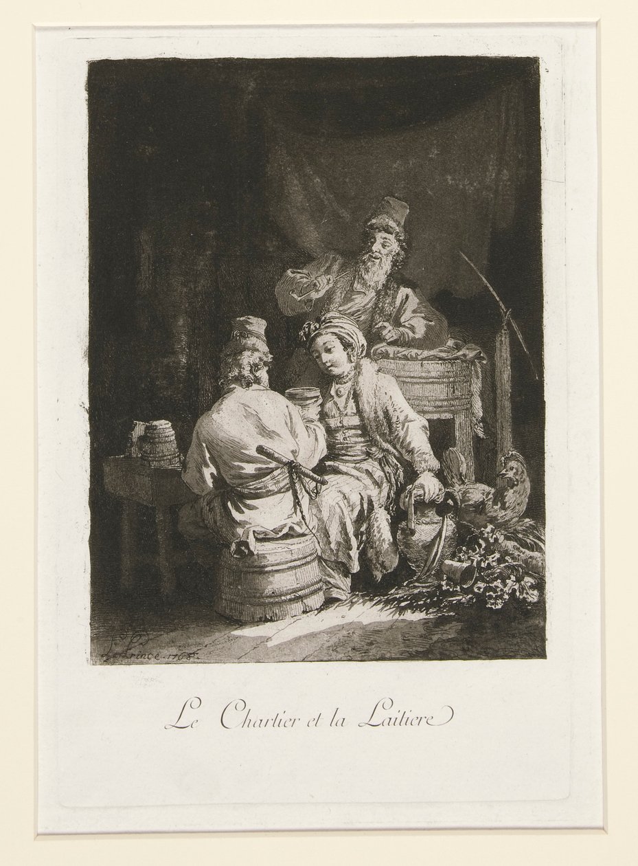 La vertu au cabaret (Dyden i kabareten) og Le charretier et la laitiere (The Carter and the Dairywoman) af Jean Baptiste Le Prince
