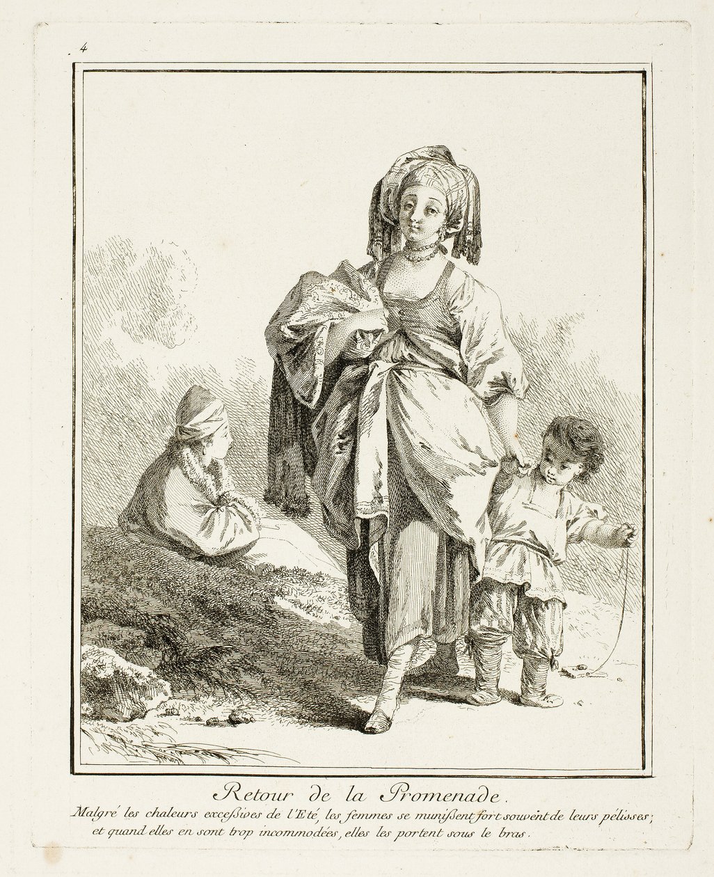 Return Walk, plade fire fra Suite de Divers Habillements de Peuples du Nord af Jean Baptiste Le Prince