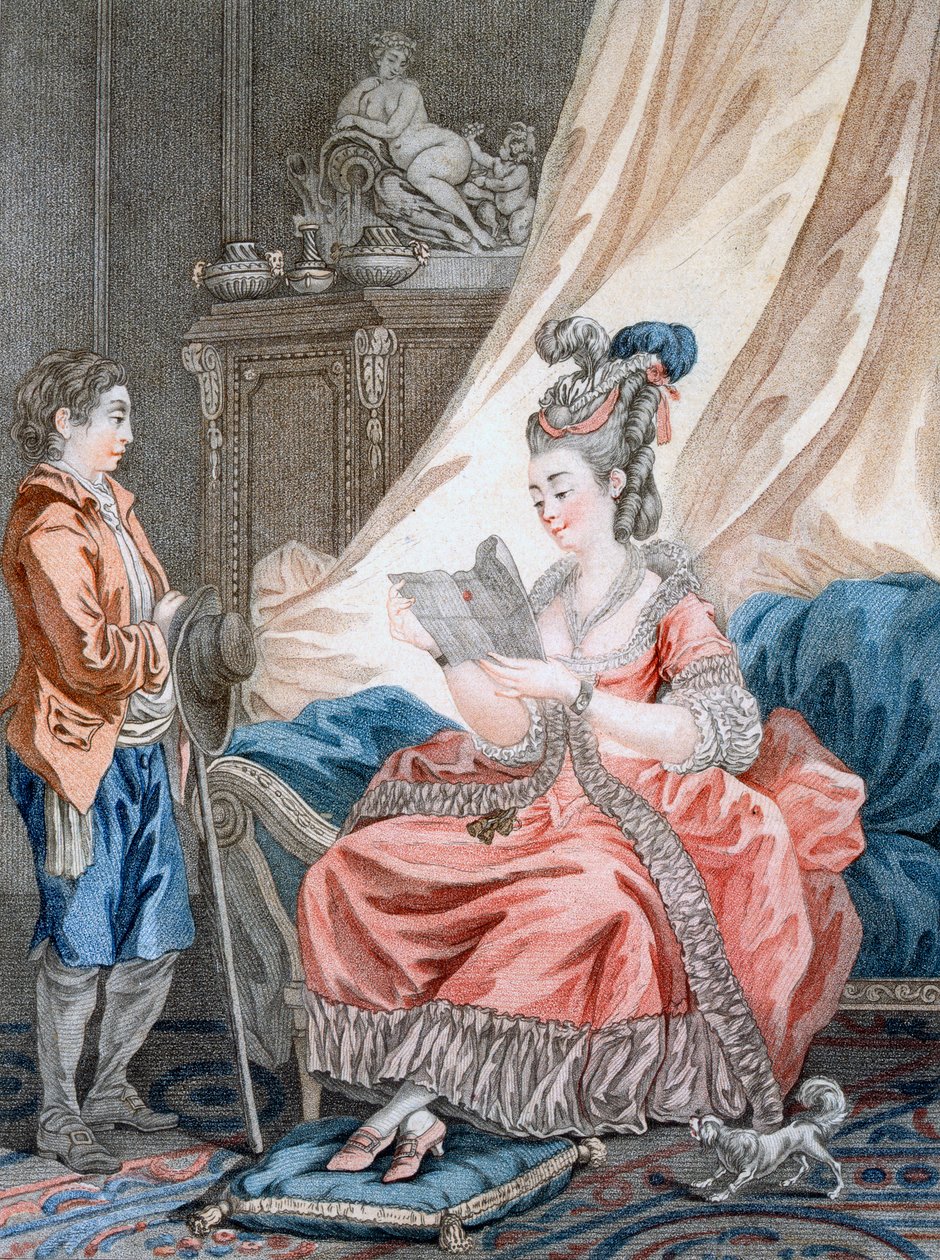 The Welcome News, indgraveret af L. Marin, pub. Af Vivares, London, ca. 1770-80 af Jean Baptiste Le Prince