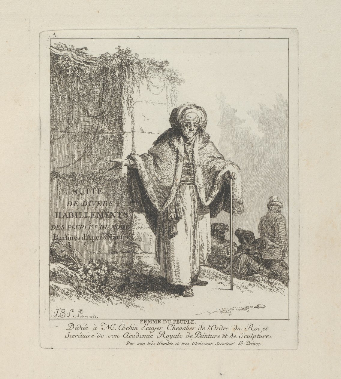 Woman of the People, tallerken en fra Miscellaneous Clothing of the Northern Peoples af Jean Baptiste Le Prince