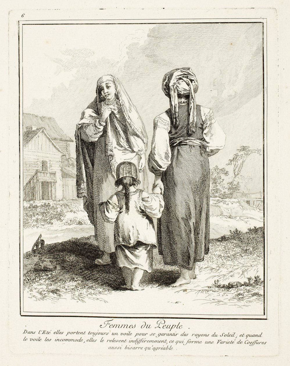Women of the People, tallerken seks fra Miscellaneous Clothing of the Northern Peoples af Jean Baptiste Le Prince