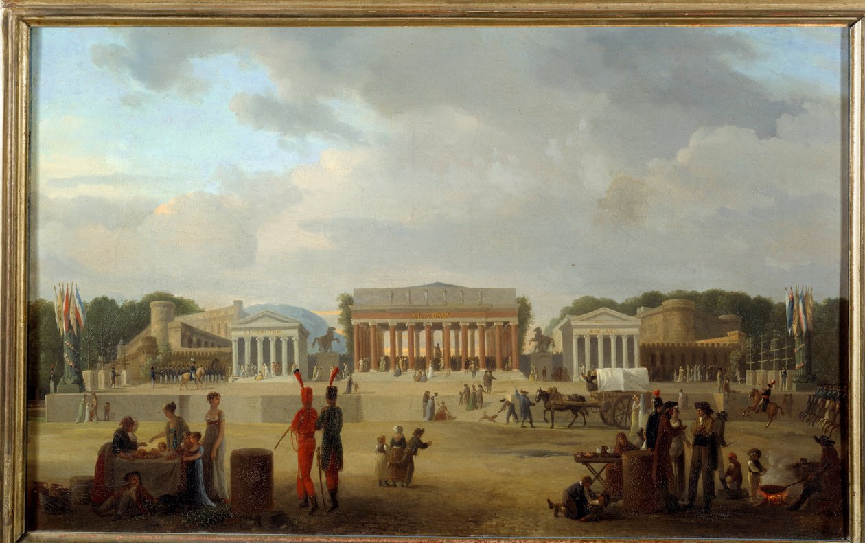 Udsigt over det store teater på Place de la Concorde i Paris til festen de la Paix den 18. tåge en X (9/11/1801) Maleri af Jean Baptiste Cazin (1791-1810) 1801 Søn. 0,35x0,56 m Paris, Musee Carnavalet af Jean Baptiste Louis Cazin